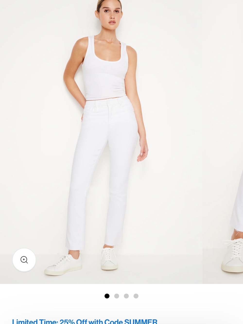 Good American White Straight Leg Jeans — Clean High-Rise